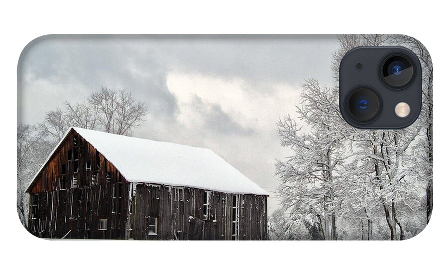 Snow iPhone 13 Case featuring the photograph Barn in Snow by Erika Fawcett