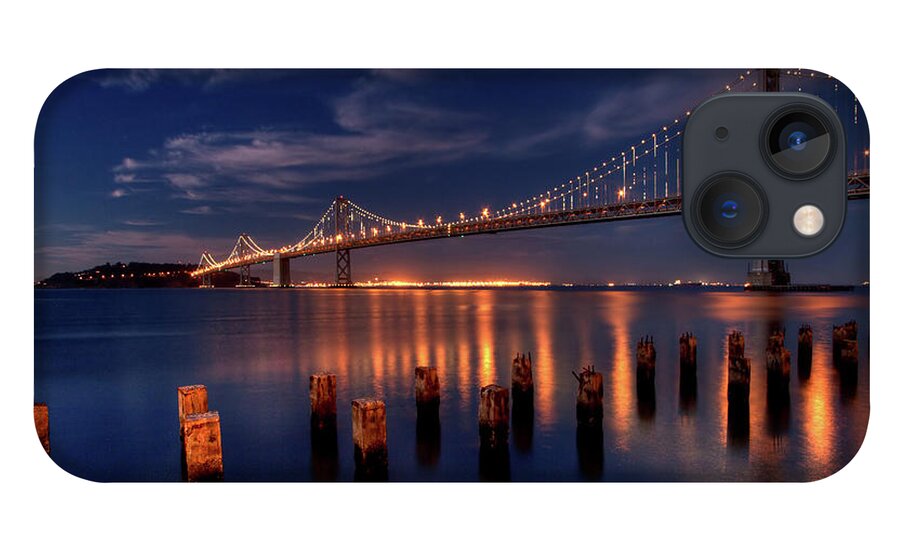 Wooden Post iPhone 13 Case featuring the photograph Bay Bridge Blue Hour by Photo ©tan Yilmaz