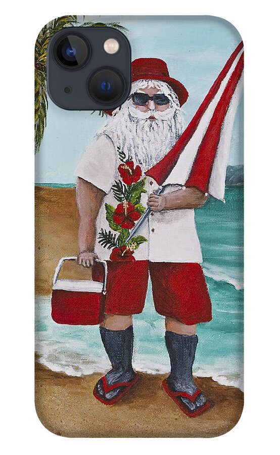 Christmas iPhone 13 Case featuring the painting Beachen Santa by Darice Machel McGuire