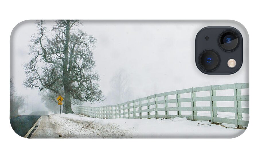 Nature iPhone 13 Case featuring the photograph Big Tree in Snow Storm by Louis Dallara