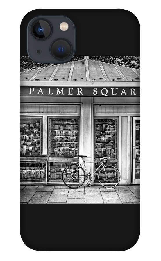Bicycle iPhone 13 Case featuring the photograph Bike At Palmer Square Book Store In Princeton by Ben and Raisa Gertsberg