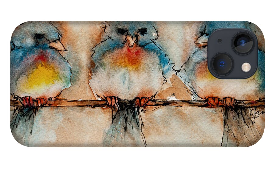 Bluebirds iPhone 13 Case featuring the painting Birds Of A Feather by Jani Freimann