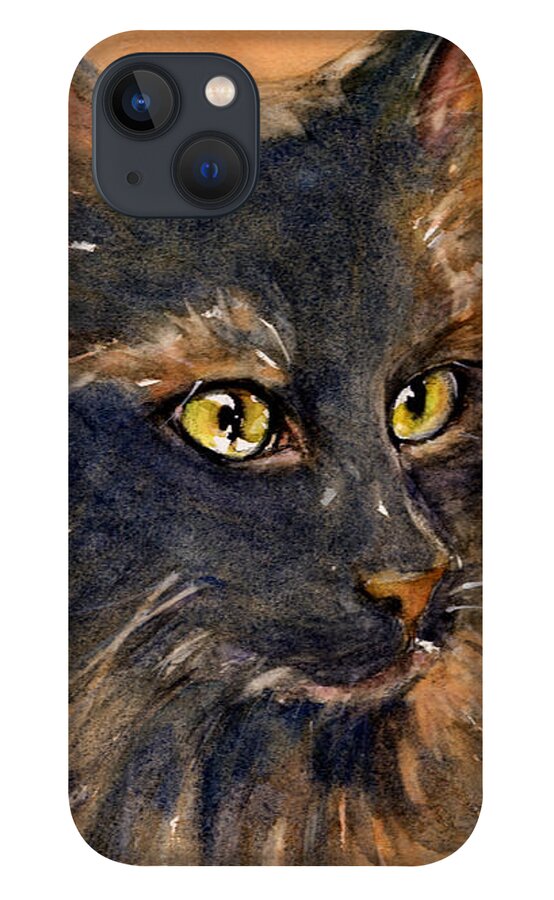 Cat iPhone 13 Case featuring the painting Black Cat by Judith Levins