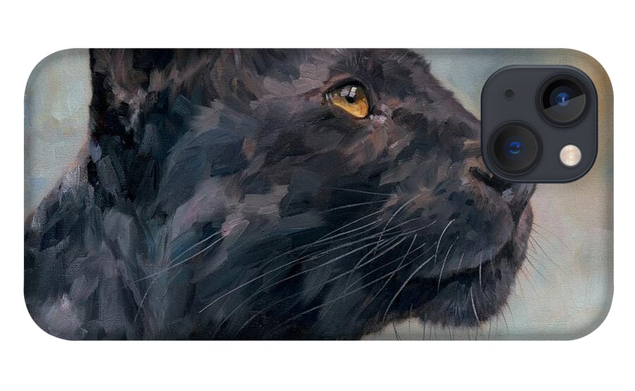 Panther iPhone 13 Case featuring the painting Black Panther by David Stribbling