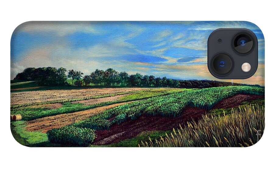 Farm iPhone 13 Case featuring the painting Blazing Sun on Farmland by Christopher Shellhammer