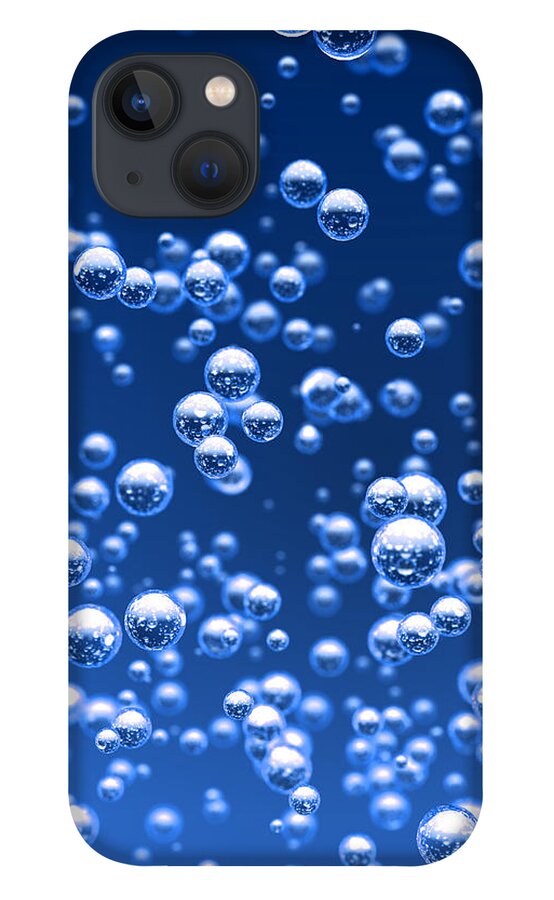 Bubble iPhone 13 Case featuring the digital art Blue bubbles by Bruno Haver