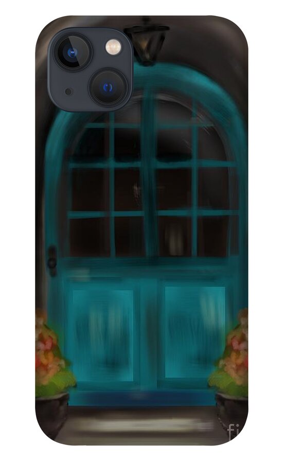 Old World iPhone 13 Case featuring the Blue Door by Christine Fournier