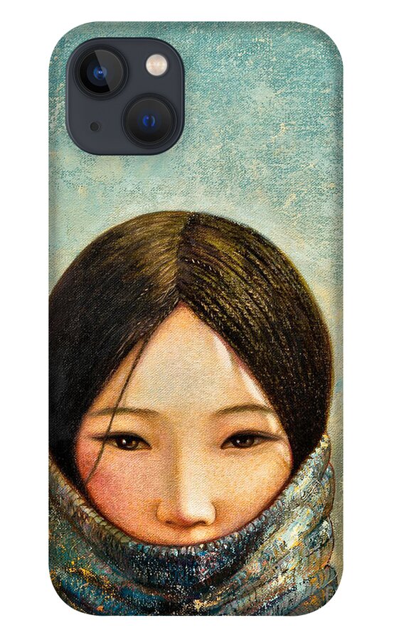 Girl iPhone 13 Case featuring the painting Blue Girl by Shijun Munns