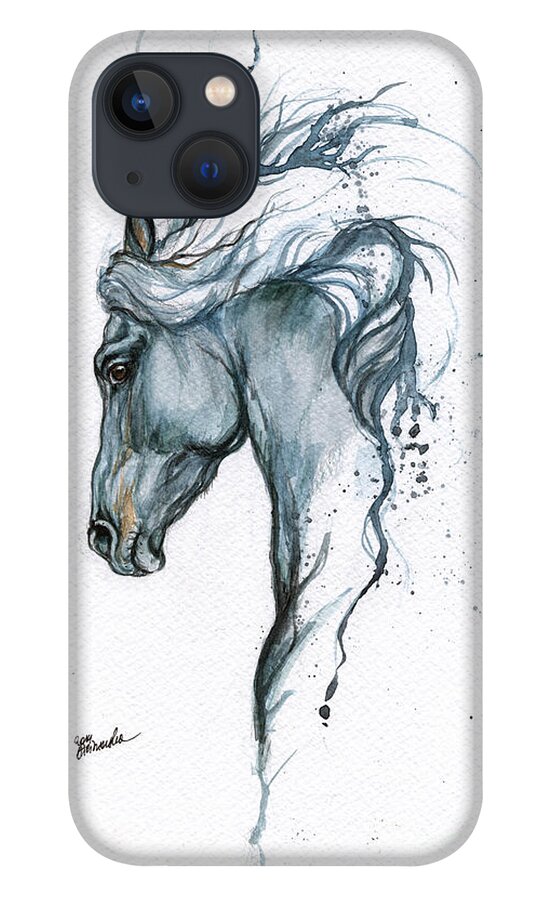 Horse iPhone 13 Case featuring the painting Blue Horse 2014 06 16 by Ang El