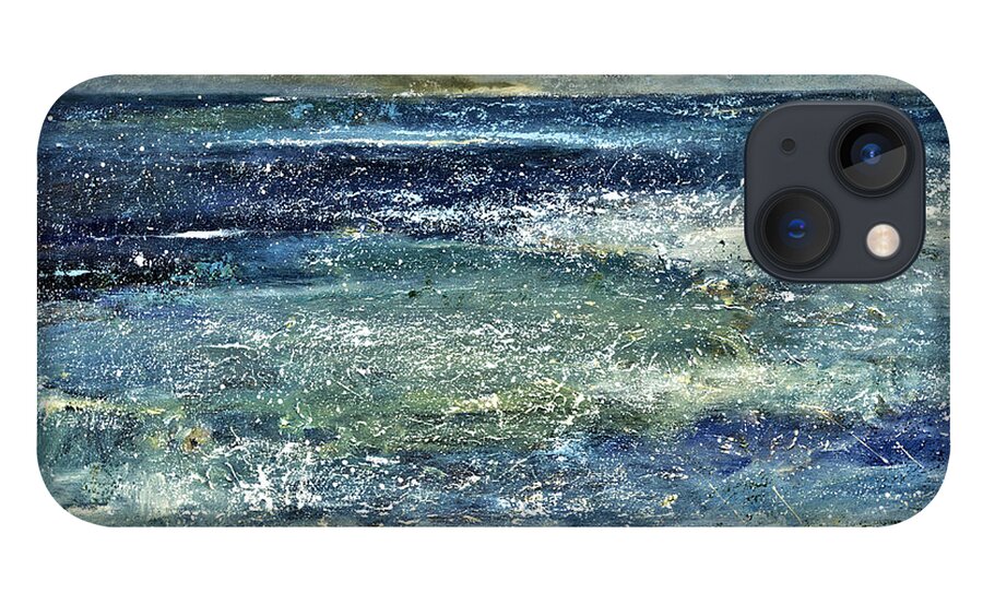 Seascape Art iPhone 13 Case featuring the painting Blue Ocean by Shijun Munns