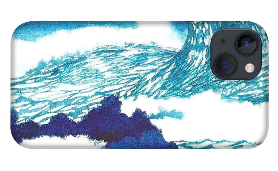 Ocean iPhone 13 Case featuring the painting Blue Roar by Frances Ku