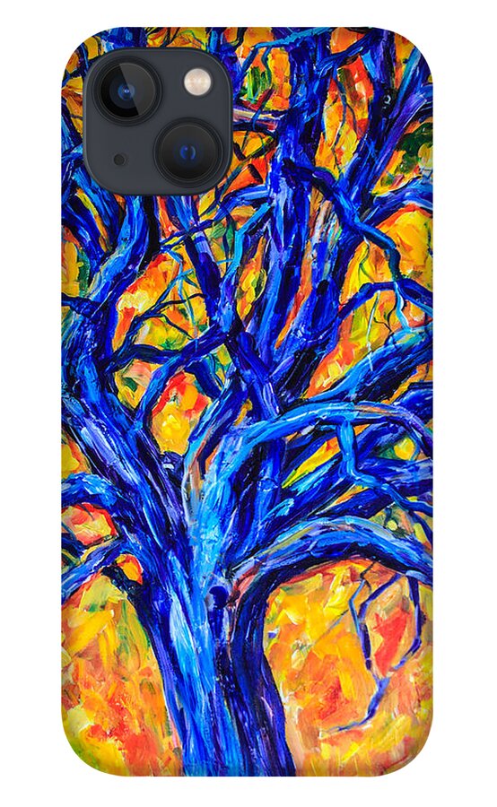 Tree iPhone 13 Case featuring the painting Blue Tree by Sally Quillin
