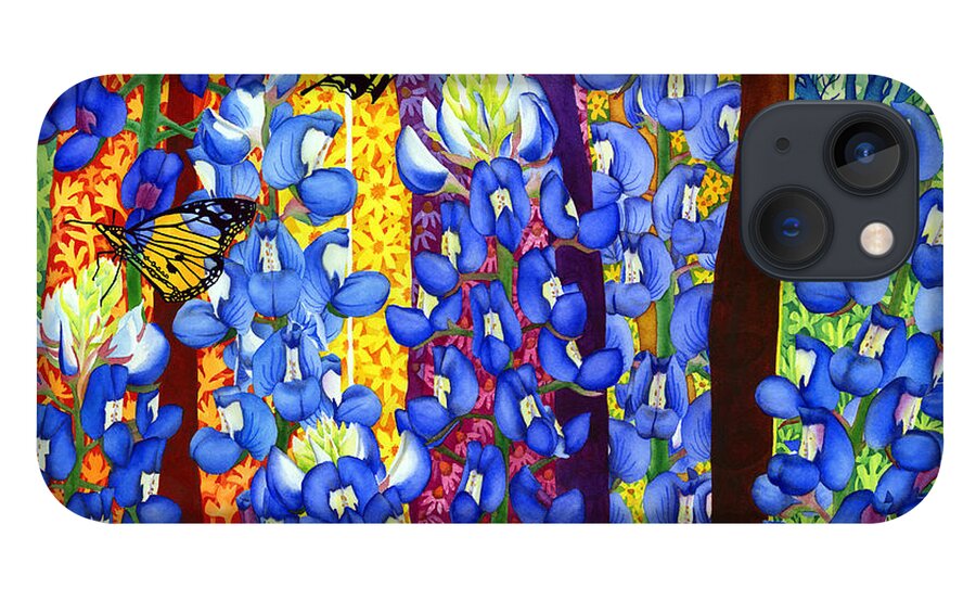 Bluebonnet iPhone 13 Case featuring the painting Bluebonnet Garden by Hailey E Herrera