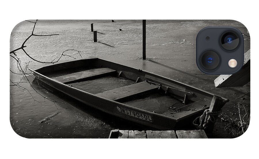 Wingra iPhone 13 Case featuring the photograph Boat in Ice - Lake Wingra - Madison - WI by Steven Ralser