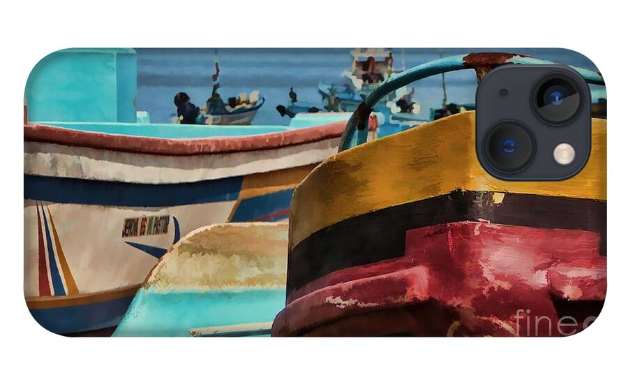 Julia Springer iPhone 13 Case featuring the photograph Boats on the Beach - Puerto Lopez - Ecuador by Julia Springer