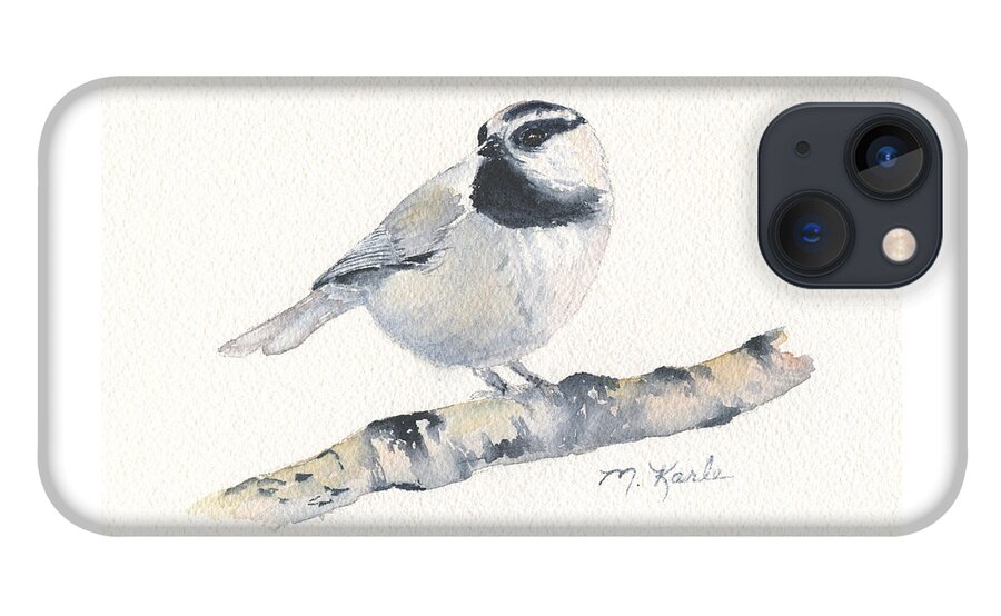 Bird iPhone 13 Case featuring the painting Bozeman Native - Mountain Chickadee by Marsha Karle