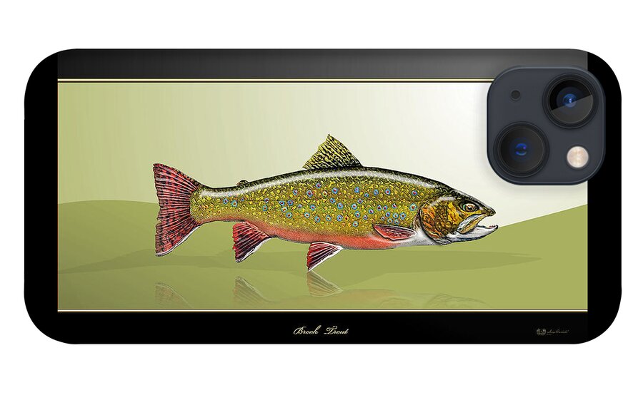 'fishing Corner' Collection By Serge Averbukh iPhone 13 Case featuring the digital art Brook Trout by Serge Averbukh