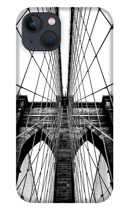 Architectural Feature iPhone 13 Case featuring the photograph Brooklyn Bridge Architecture In Black by Az Jackson