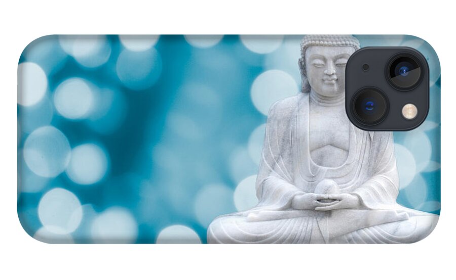 Asia iPhone 13 Case featuring the photograph Buddha Enlightenment Blue by Hannes Cmarits