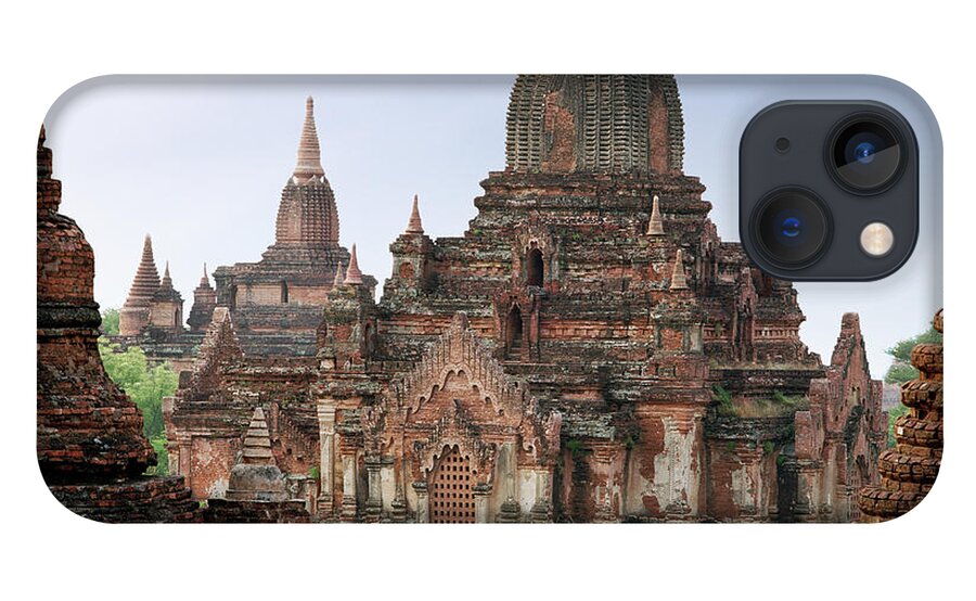 Tranquility iPhone 13 Case featuring the photograph Buddhist Monks Walking Past Temple by Martin Puddy