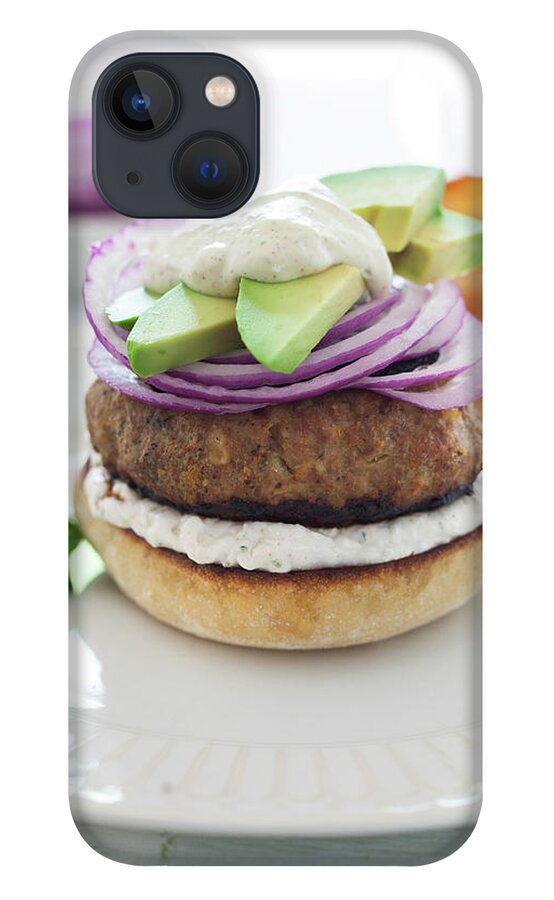 Newtown iPhone 13 Case featuring the photograph Burger With Avocado And Onion by Yelena Strokin