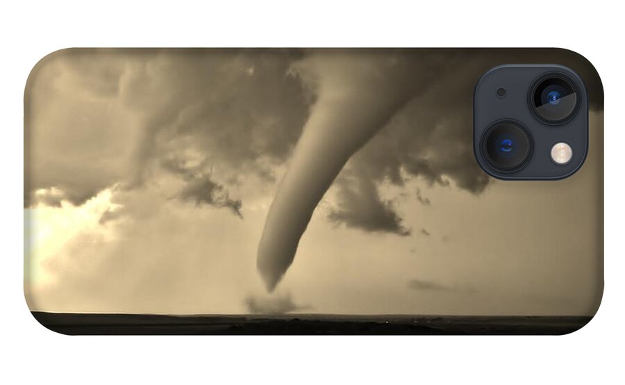 Tornado iPhone 13 Case featuring the photograph Campo Tornado Black and White by Ed Sweeney