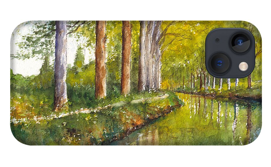 France iPhone 13 Case featuring the painting Canal du Midi at Toulouse France by Dai Wynn