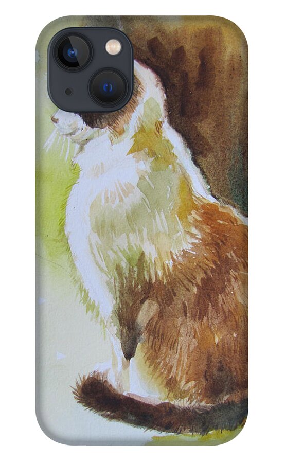 Cat iPhone 13 Case featuring the painting White and Brown Cat by Jyotika Shroff
