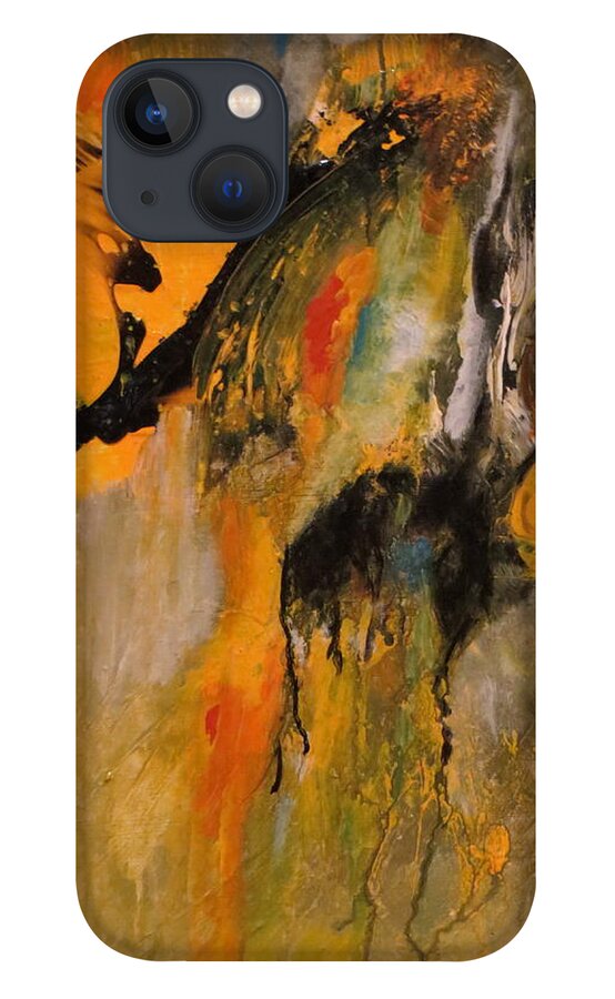 Abstract iPhone 13 Case featuring the painting Cheeky by Soraya Silvestri