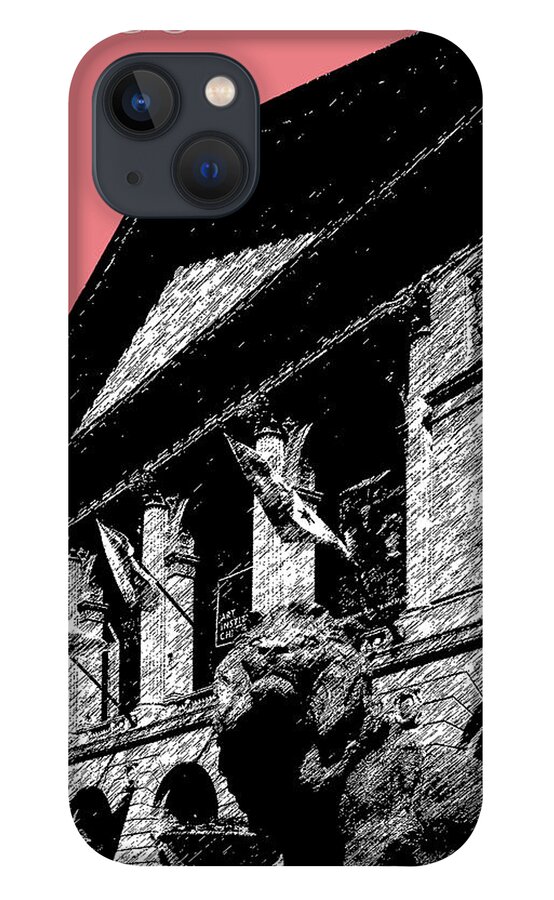 Architecture iPhone 13 Case featuring the digital art Chicago Art Institute of Chicago - Light Red by DB Artist