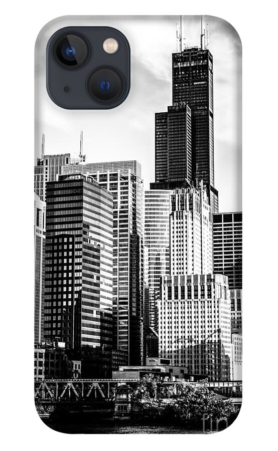 America iPhone 13 Case featuring the photograph Chicago High Resolution Picture in Black and White by Paul Velgos