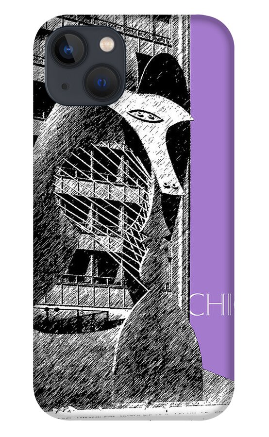 Architecture iPhone 13 Case featuring the digital art Chicago Pablo Picasso - Violet by DB Artist