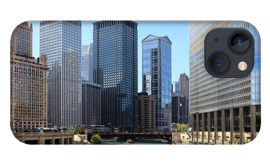 Chicago River iPhone 13 Case featuring the photograph Chicago River And Cityscape by Fraser Hall