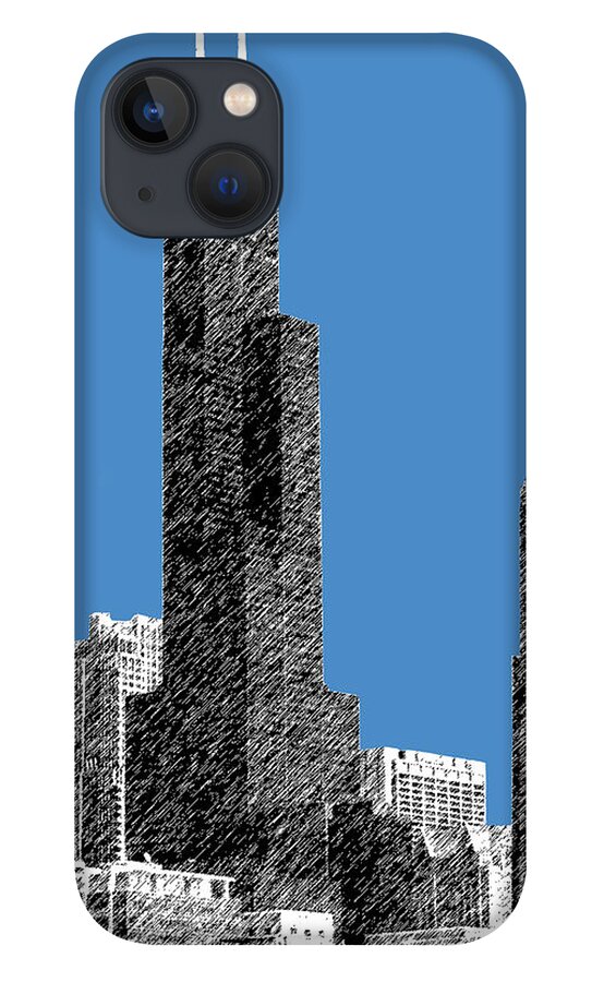 Architecture iPhone 13 Case featuring the digital art Chicago Sears Tower - Slate by DB Artist