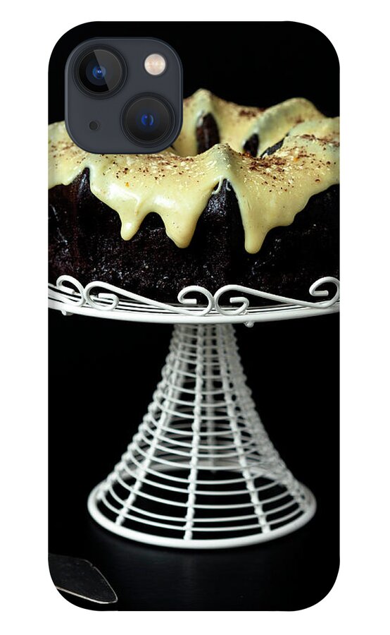 Temptation iPhone 13 Case featuring the photograph Chocolate Bundt Cake With Yellow Glaze by Image By Susan Orr Photography
