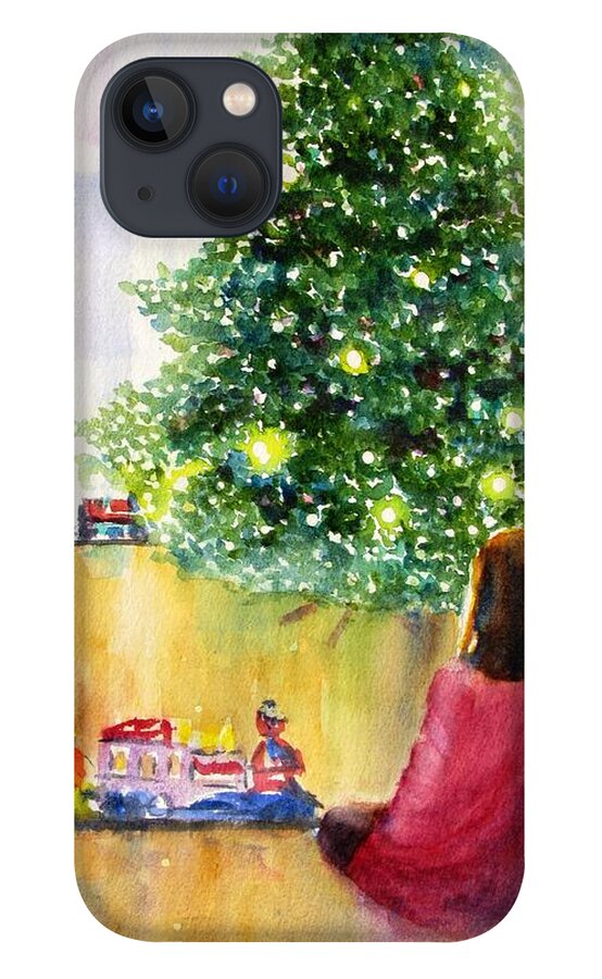 Christmas iPhone 13 Case featuring the painting Christmas Lights by Carlin Blahnik CarlinArtWatercolor