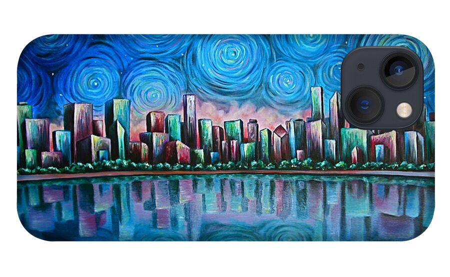 City iPhone 13 Case featuring the painting City By Starlight by Jim Figora