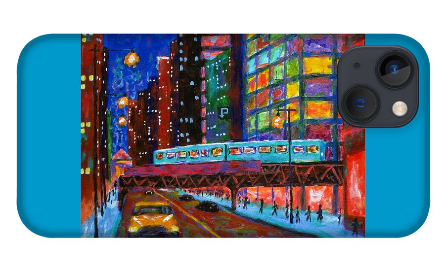  Chicago Art iPhone 13 Case featuring the painting City Lights by J Loren Reedy