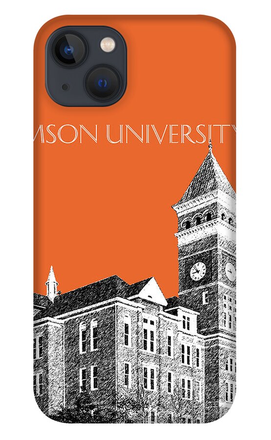 University iPhone 13 Case featuring the digital art Clemson University - Coral by DB Artist