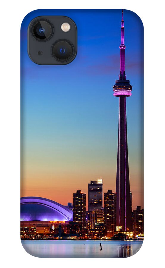America iPhone 13 Case featuring the photograph CN Tower at Dusk by Inge Johnsson