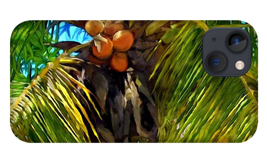 Coconut Palm Tree iPhone 13 Case featuring the painting Coconut Palm Tree by Stephen Jorgensen