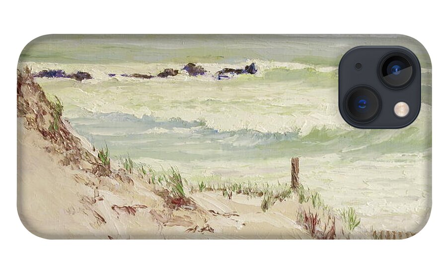 Seascape iPhone 13 Case featuring the painting Cold Day Rough Sea by Lea Novak