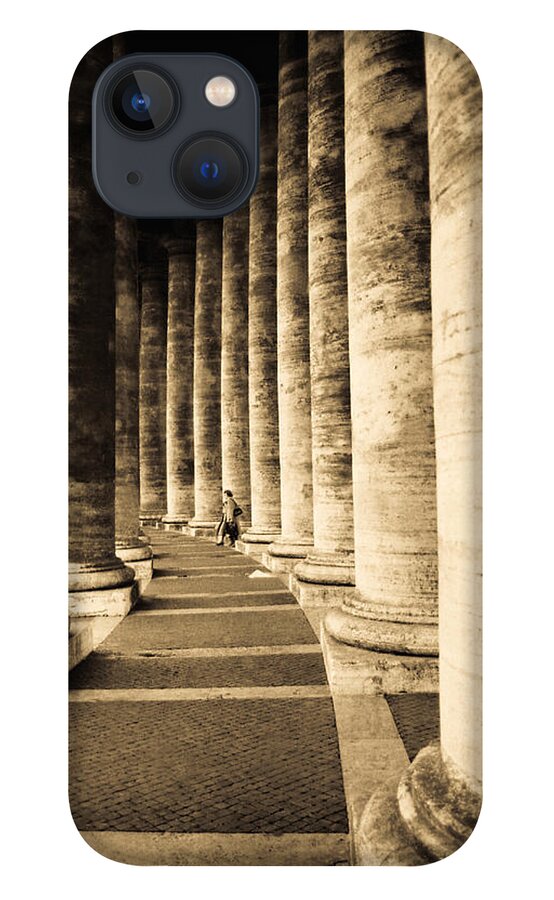  Architecture iPhone 13 Case featuring the photograph Colonnade in Piazza San Pietro Vatican by Emanuel Tanjala
