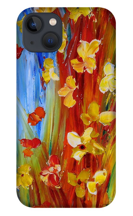 Flowers iPhone 13 Case featuring the painting Colorful World by Teresa Wegrzyn
