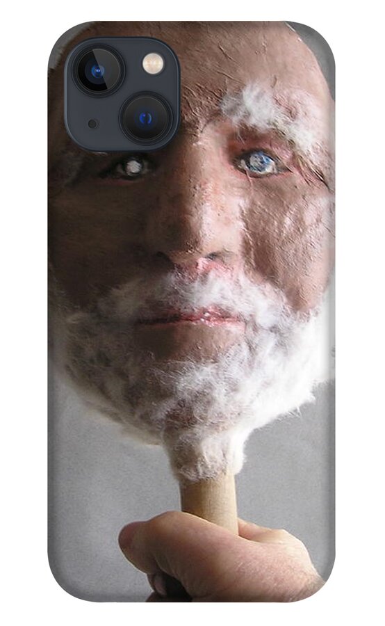 Coot.geezer iPhone 13 Case featuring the sculpture Coot on a Stick by Roger Swezey