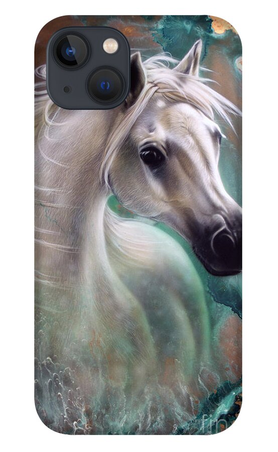 Copper iPhone 13 Case featuring the painting Copper Grace - Horse by Sandi Baker