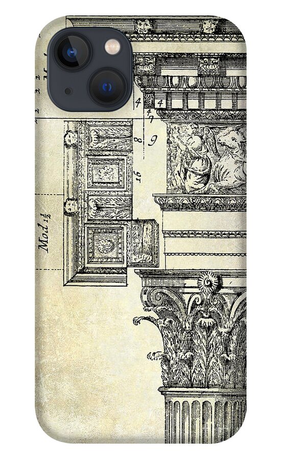 Ionic Capital iPhone 13 Case featuring the drawing Corinthian Capitol by Jon Neidert
