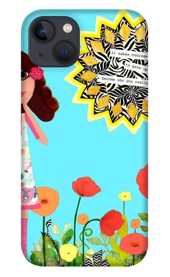 Girl iPhone 13 Case featuring the painting Courage by Laura Bell