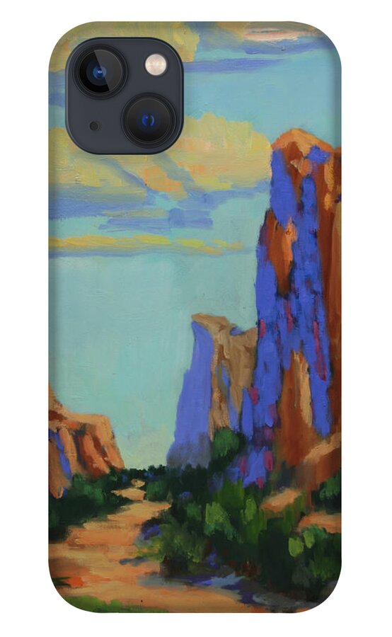 Sedona iPhone 13 Case featuring the painting Courthouse Rock in Sedona by Maria Hunt