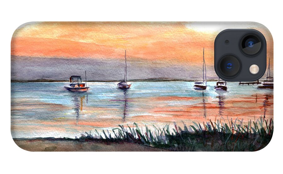 Harbor iPhone 13 Case featuring the painting Cove sunrise by Clara Sue Beym